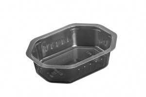 This is an APET tray used for cold foods but not for food needing to be reheated.